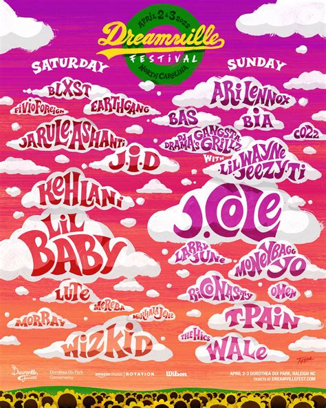 Dreamville festival - Feb 28, 2023 · The festival will also feature appearances from every artist on J. Cole’s Dreamville Records, including Lennox, J.I.D., Earthgang, Bas, Cozz, Omen, and Lute. DREAMVILLE FEST APRIL 1st – APRIL ... 
